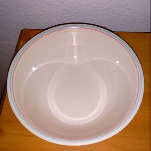 Corelle FOREVER YOURS 8½" Serving Bowl Sandstone with Aqua/Teal/ Pink Bands